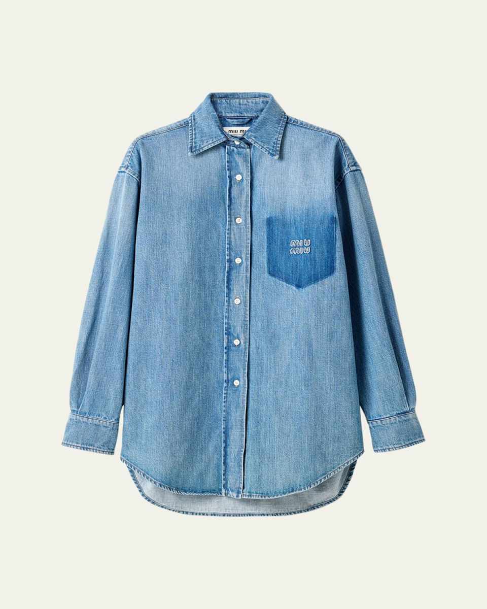 Denim Oversized Button-Down Shirt